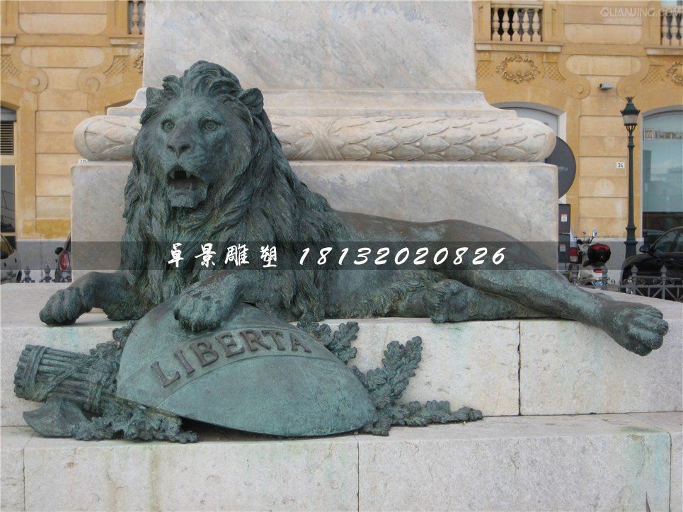 青铜狮子雕塑，西洋狮铜雕
