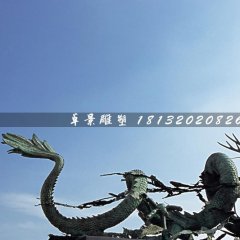 铜龙雕塑，广场青铜神兽雕塑