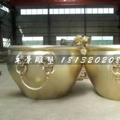铜水缸雕塑，圆形水缸铜雕
