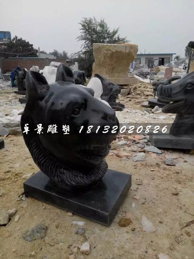 十二生肖兽首石雕，公园动物石雕 (1)