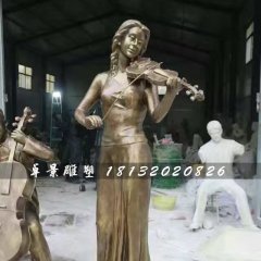 拉小提琴雕塑，玻璃钢人物雕塑