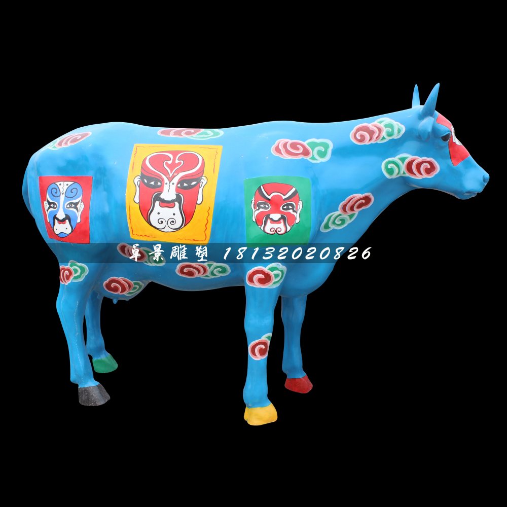 彩绘牛雕塑，玻璃钢动物雕塑 (5)