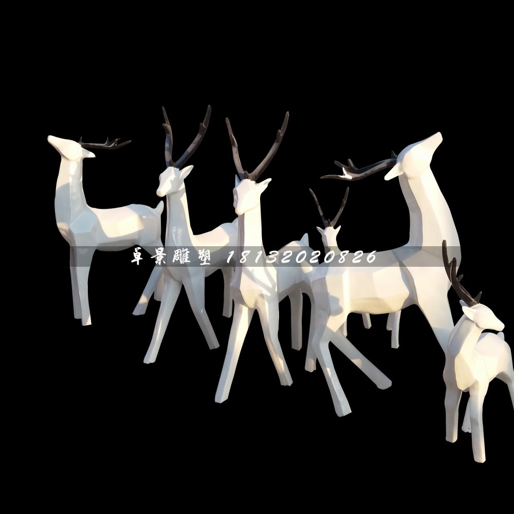 抽象动物雕塑，玻璃钢鹿雕塑