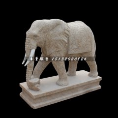 大理石大象雕塑，动物石雕