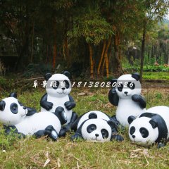 公园大熊猫雕塑，玻璃钢动物雕塑