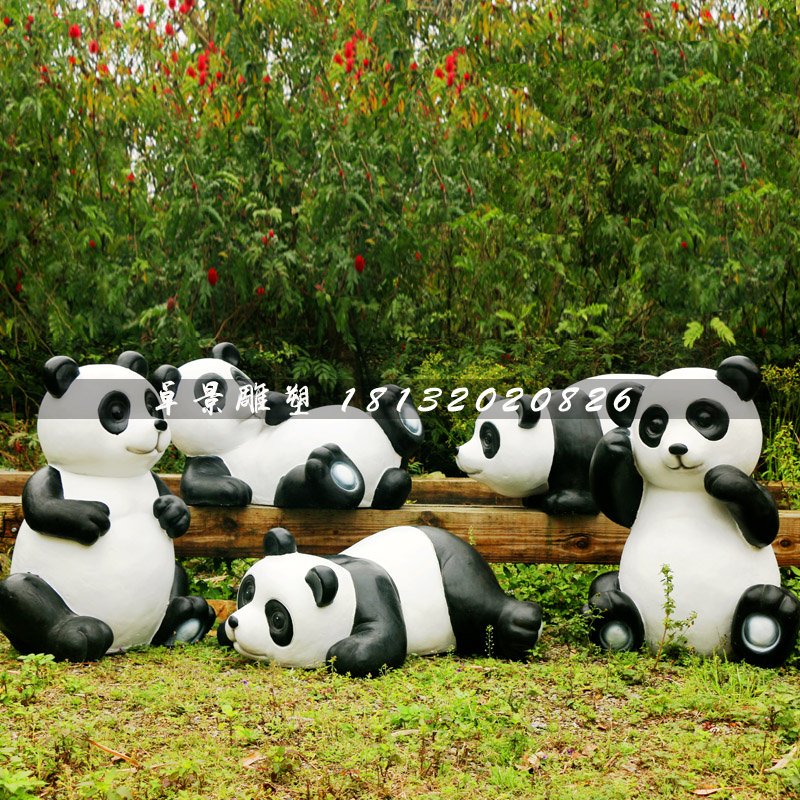公园大熊猫雕塑，玻璃钢动物雕塑 (3)