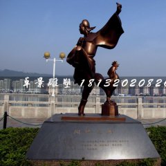 闻鸡起舞铜雕，古代人物铜雕