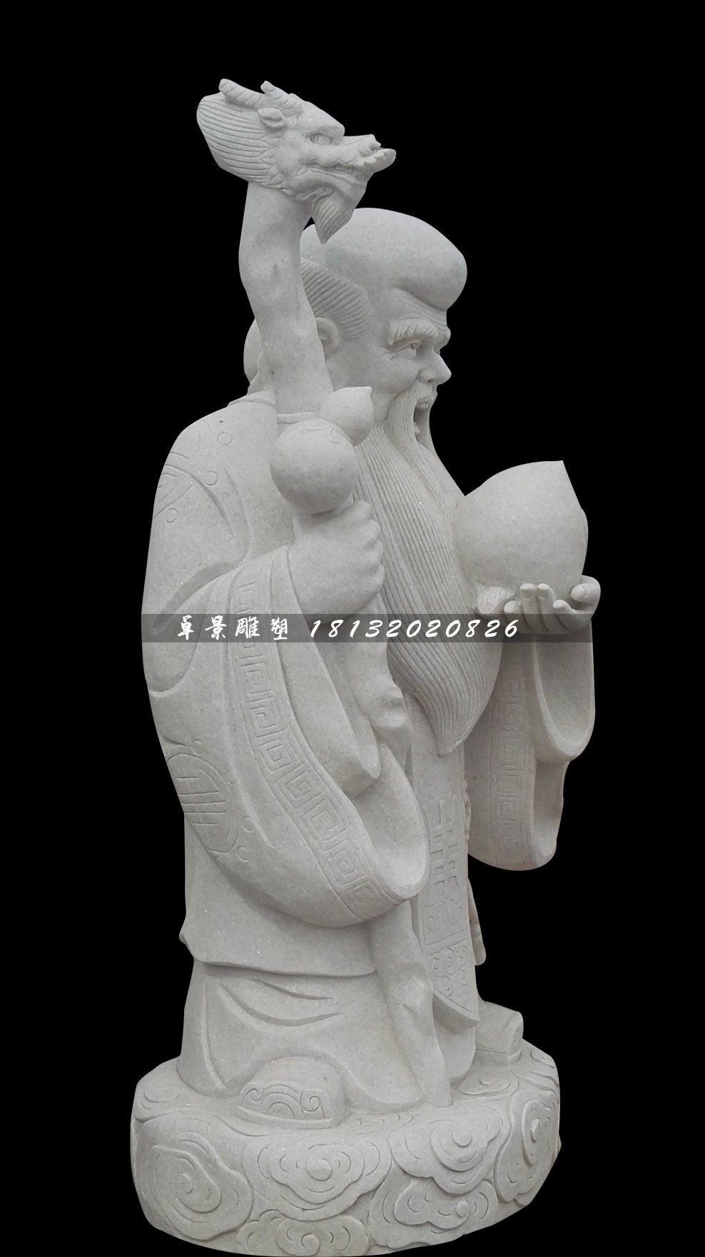 南极仙翁石雕，汉白玉神仙雕塑 (1)