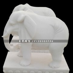 汉白玉小象，汉白玉动物石雕