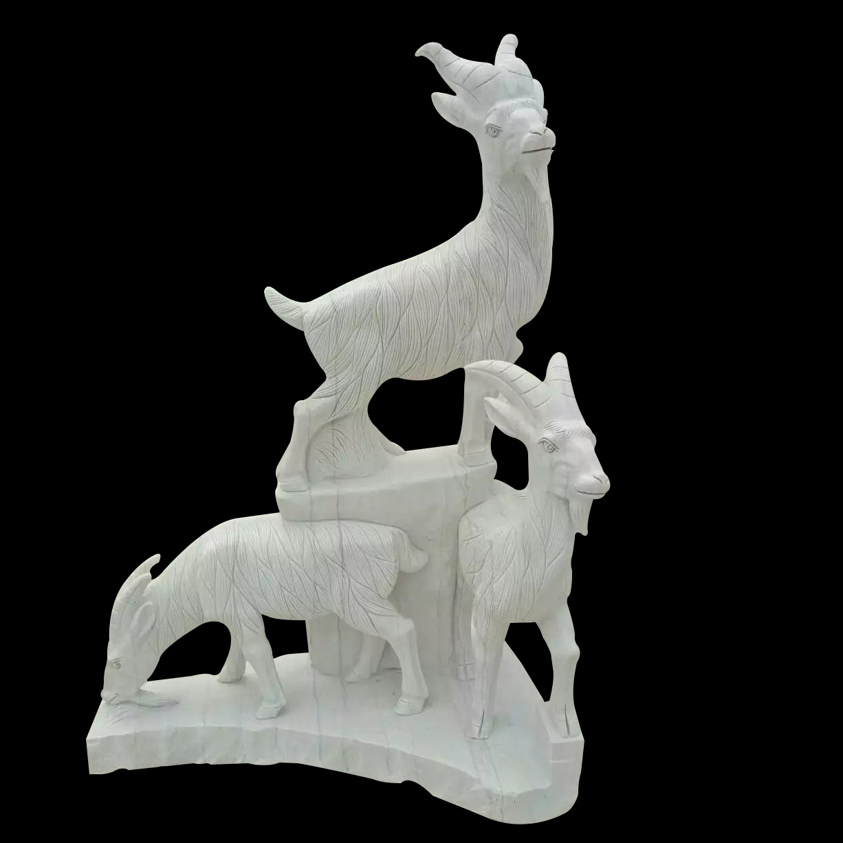 三羊开泰石雕，汉白玉三羊开泰雕塑 (2)