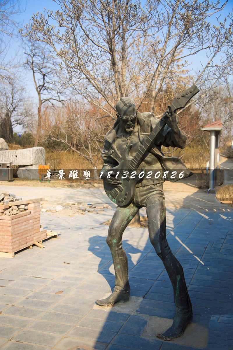吉他手铜雕，公园人物铜雕 (2)