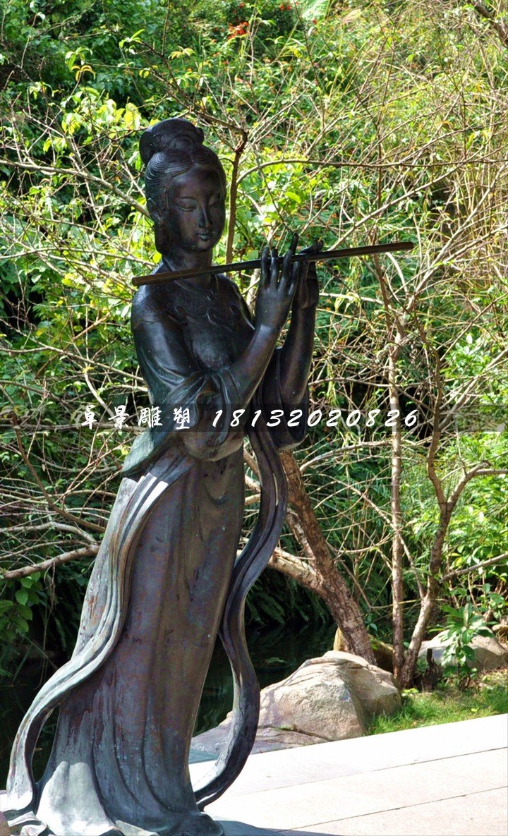 古代乐妓雕塑，公园人物铜雕 (2)