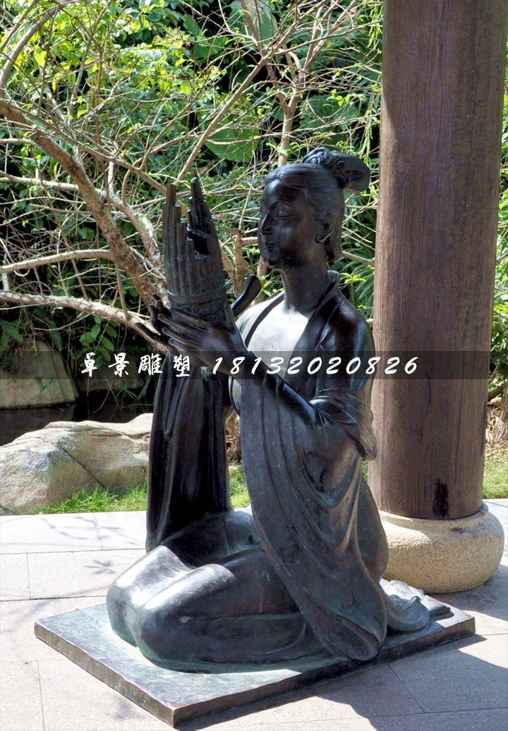 古代乐妓雕塑，公园人物铜雕 (4)