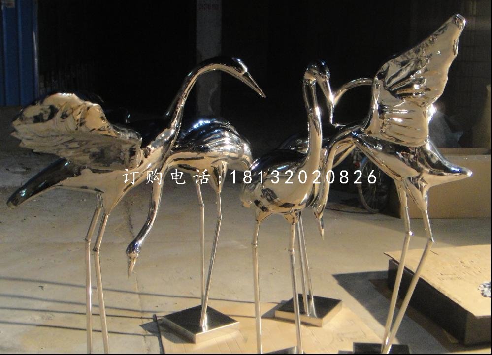 不锈钢仙鹤雕塑公园动物雕塑