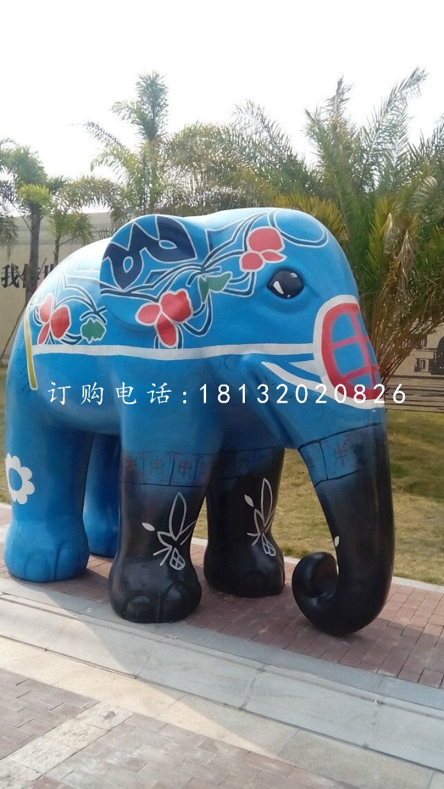 彩绘大象雕塑玻璃钢彩绘动物雕塑 (4)
