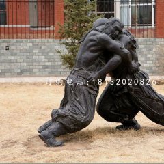 摔跤铜雕公园人物雕塑