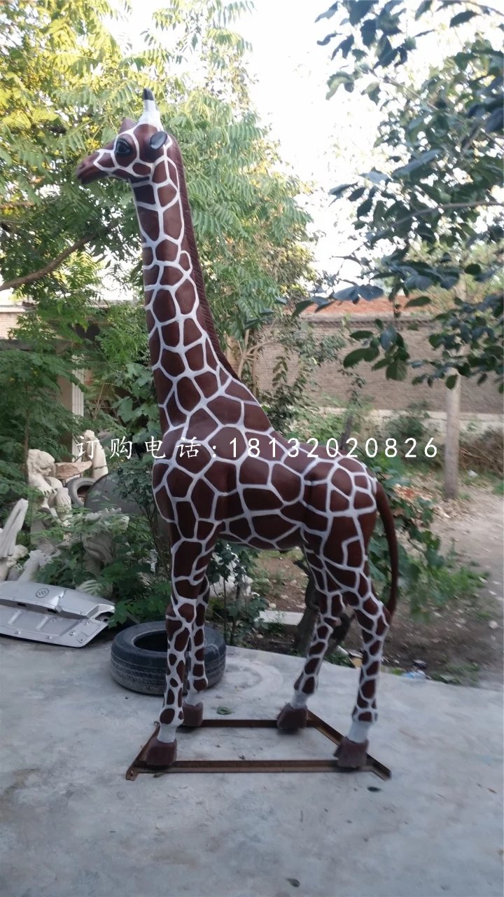 玻璃钢长颈鹿公园仿真动物雕塑 (1)