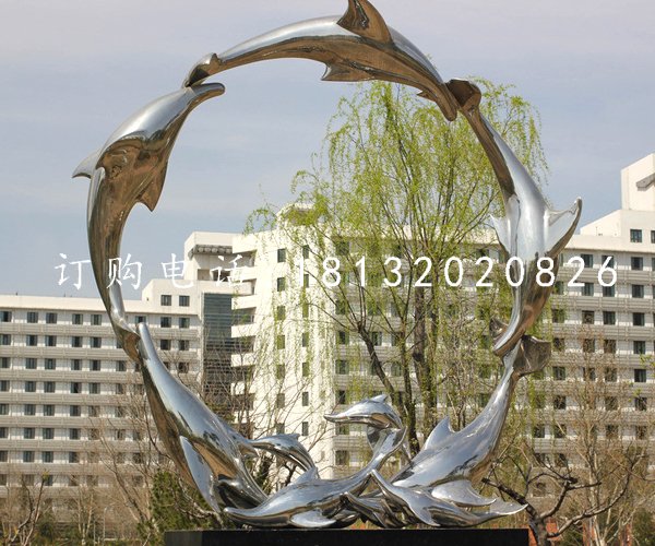 不锈钢海豚雕塑广场动物雕塑