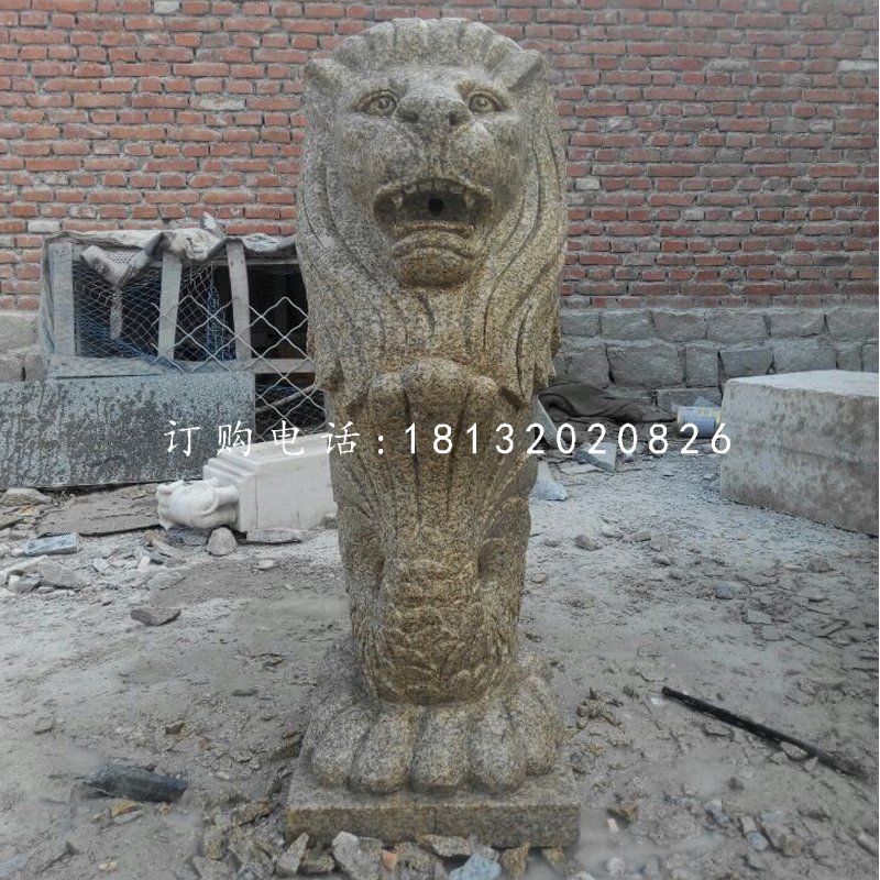 鱼尾狮石雕，砂岩动物雕塑 (2)