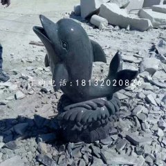 青石海豚石雕，动物石雕