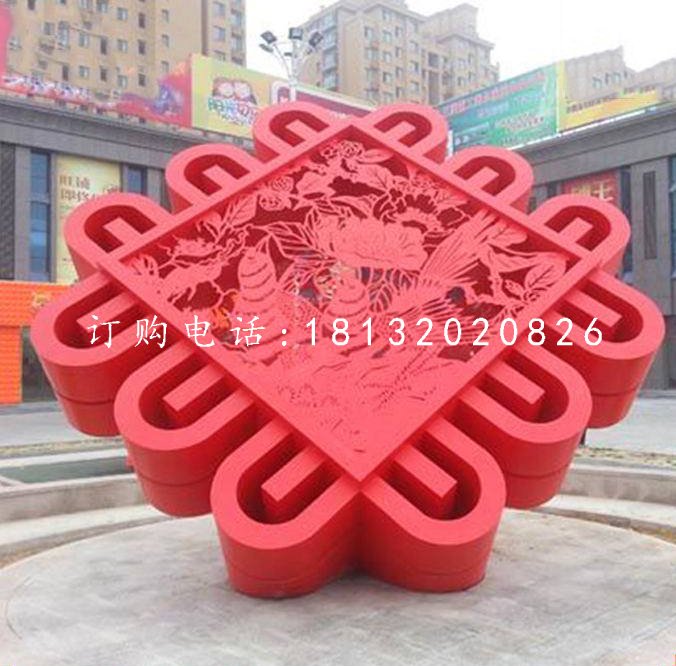 不锈钢景观雕塑，中国结雕塑