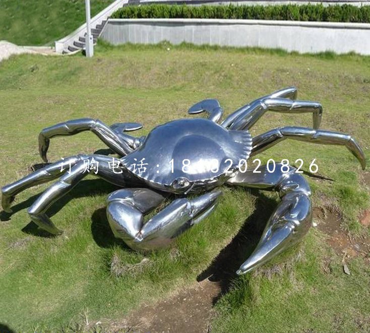 螃蟹雕塑,不锈钢动物雕塑