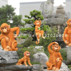小猴子雕塑，玻璃钢动物