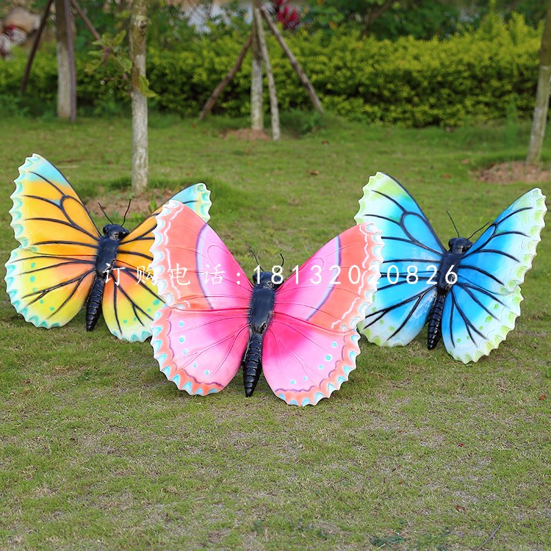 彩绘蝴蝶雕塑，玻璃钢动物 (3)