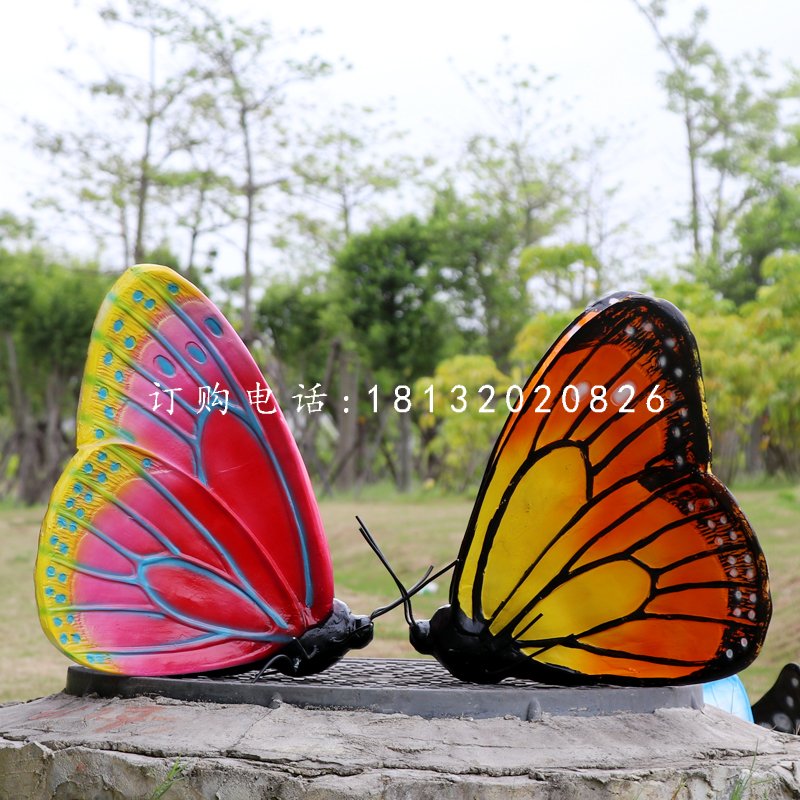 彩绘蝴蝶雕塑，玻璃钢动物 (5)