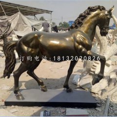 玻璃钢仿铜马，广场动物雕塑