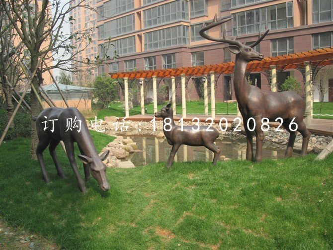 铜雕梅花鹿小区景观动物雕塑