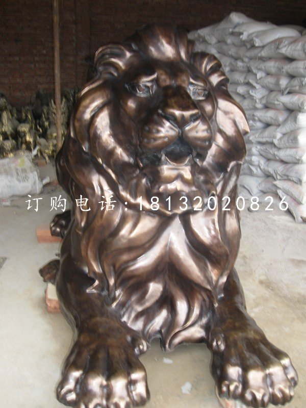 趴着的狮子铜雕西洋狮子雕塑 (1)
