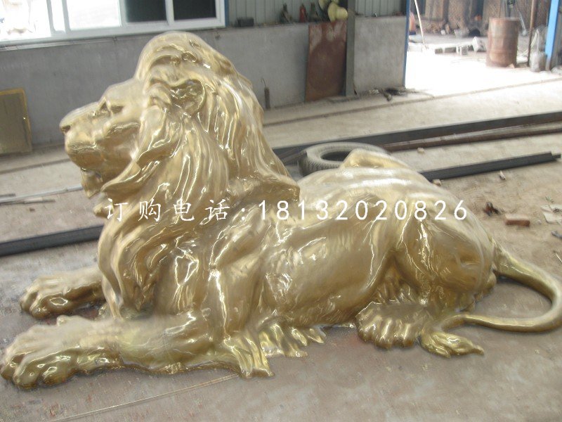趴着的狮子铜雕西洋狮子雕塑 (3)