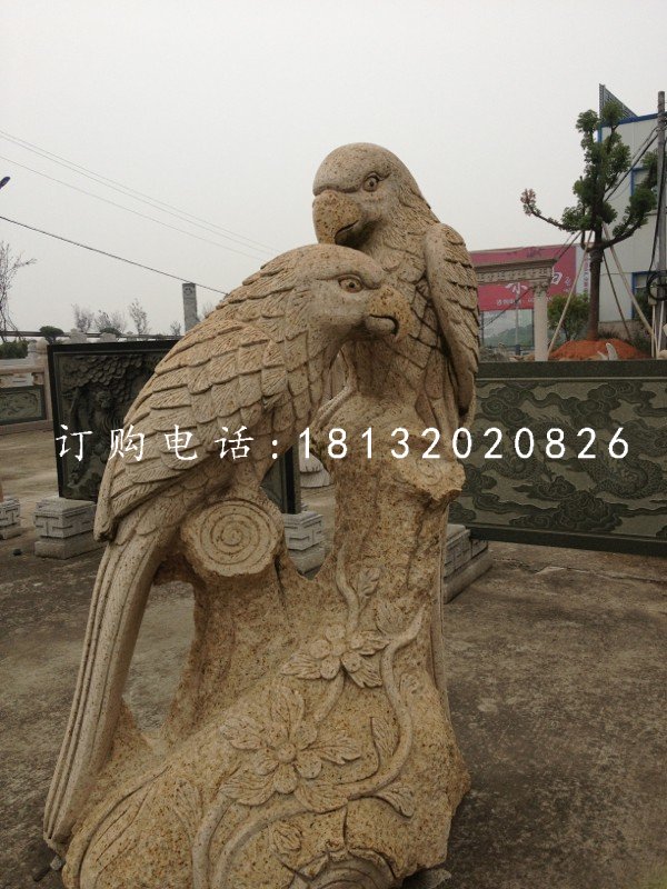 公园鹦鹉石雕砂岩动物雕塑