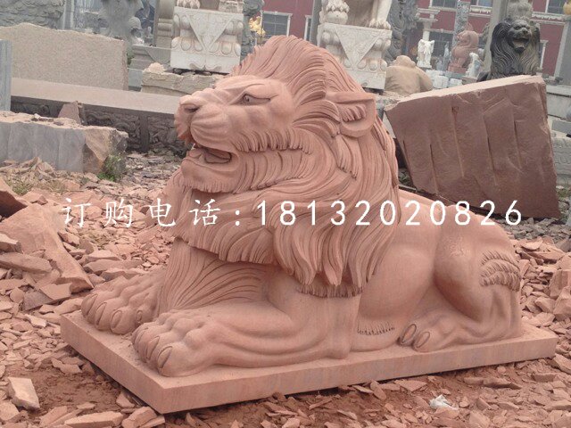 趴着的狮子雕塑石雕西洋狮子