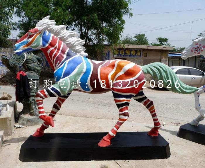 彩绘马雕塑玻璃钢商场雕塑 (4)