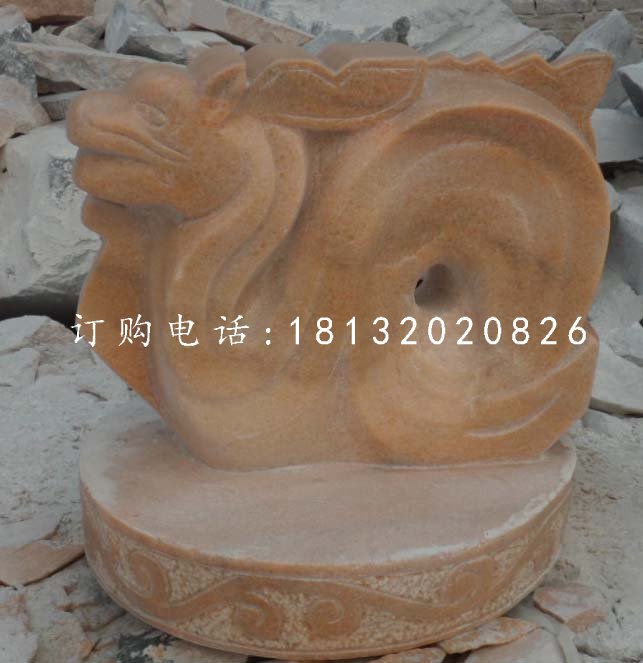 十二生肖石雕，晚霞红抽象动物 (2)