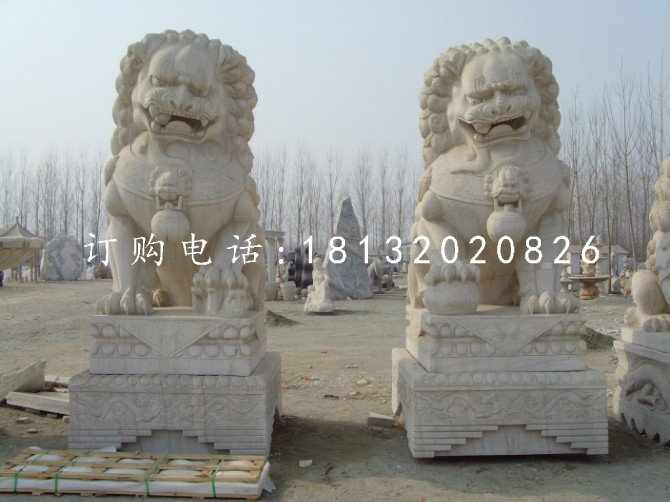 狮子石雕汉白玉北京狮雕塑 (3)