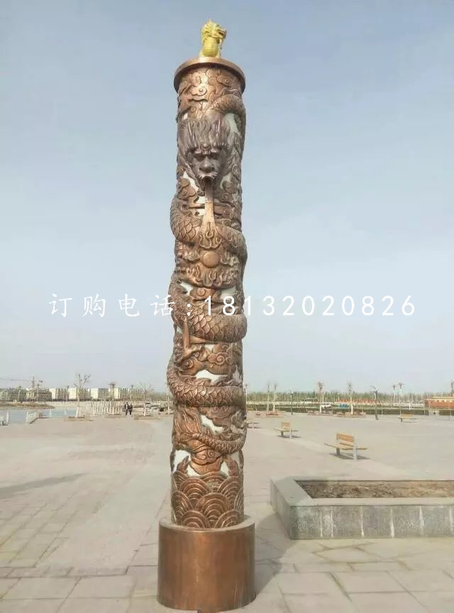 铜雕盘龙柱广场铜柱子雕塑 (2)