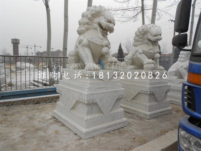 石头狮子雕塑汉白玉石雕北京狮 (2)