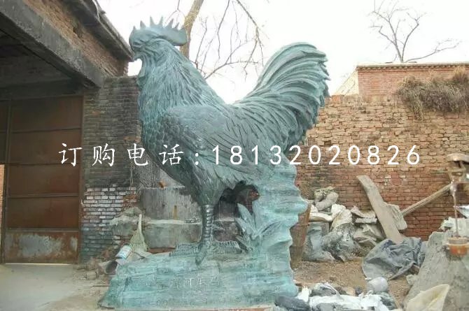 铸铜大公鸡雕塑青铜动物雕塑