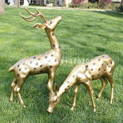梅花鹿铜雕，公园铜雕鹿