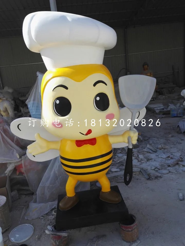 厨师小蜜蜂雕塑，卡通雕塑 (1)