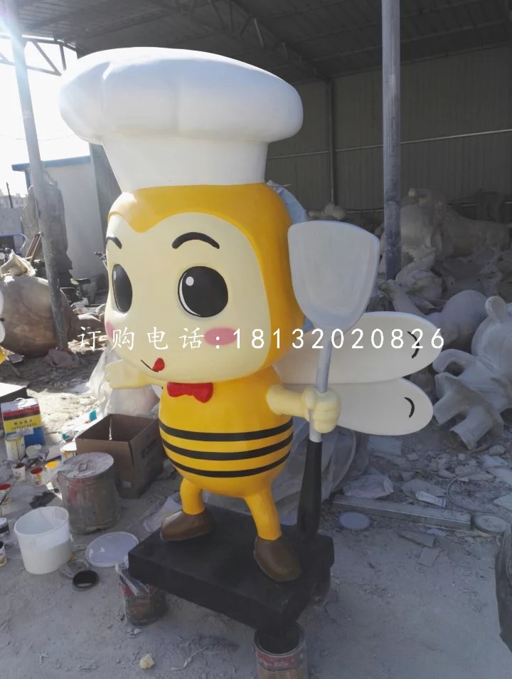 厨师小蜜蜂雕塑，卡通雕塑 (2)