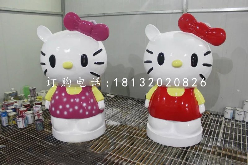 玻璃钢hello kitty雕塑，卡通雕塑