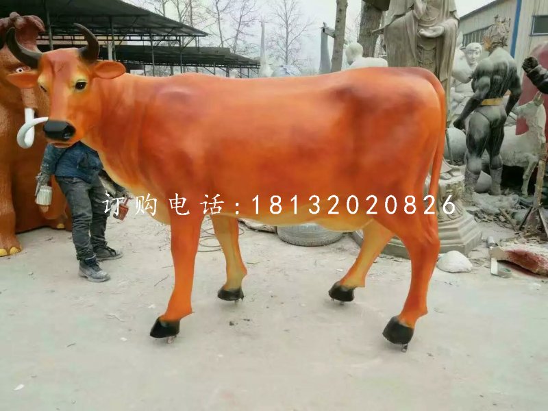 玻璃钢黄牛，动物雕塑