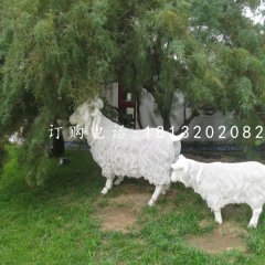 白山羊雕塑，不锈钢动物雕塑