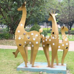 抽象梅花鹿，不锈钢动物雕塑