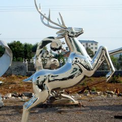 不锈钢驯鹿雕塑，广场动物雕塑