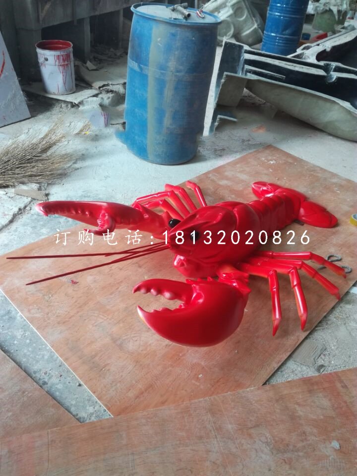龙虾雕塑，玻璃钢龙虾